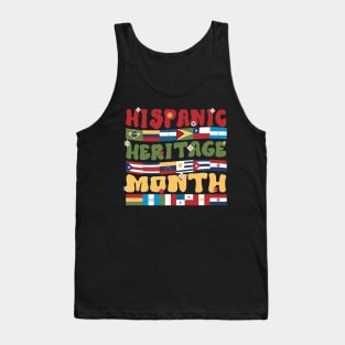 Hispanic Heritage Month Latino Countries Flag Retro Groovy Tank Top